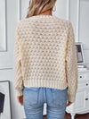 Explore More Collection - Cable-Knit Round Neck Long Sleeve Sweater