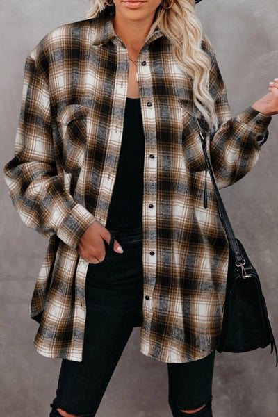 Explore More Collection - Full Size Plaid Collared Neck Long Sleeve Shirt