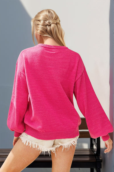 Explore More Collection - Double Take Full Size Sequin Nutcracker Long Sleeve Sweater