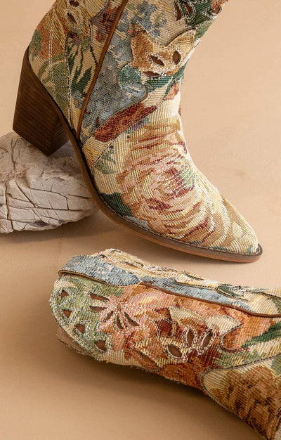The Sorrel | Floral Tapestry Western Bootie: FLORAL / 6