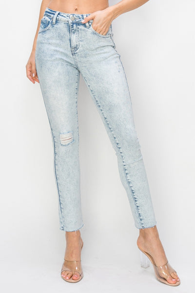 Explore More Collection - Risen Full Size High Rise Distressed Skinny Jeans