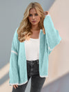 Explore More Collection - Double Take Contrast Open Front Dropped Shoulder Cardigan