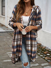 Explore More Collection - Plaid Zip Up Hooded Coat