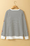 Explore More Collection - Sequin Football Striped Long Sleeve Sweatshirt