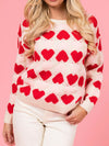 Explore More Collection - Valentine’s Day Fuzzy Heart Round Neck Long Sleeve Sweater