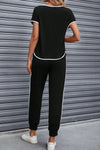 Explore More Collection - Contrast Trim Round Neck Top and Pants Set