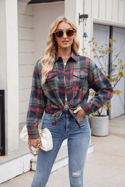 Explore More Collection - Plaid Button Up Long Sleeve Shirt