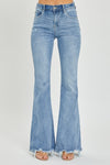 Explore More Collection - Risen Full Size High Rise Frayed Hem Flare Jeans