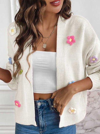 Explore More Collection - Floral Long Sleeve Open Front Cardigan