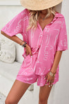 Explore More Collection - Printed Button Up Shirt and Shorts Set