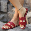 Explore More Collection - Crocodile Pattern Open-Toe PU Leather Sandals