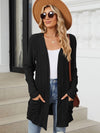 Explore More Collection - Pocketed Open Front Long Sleeve Cardigan