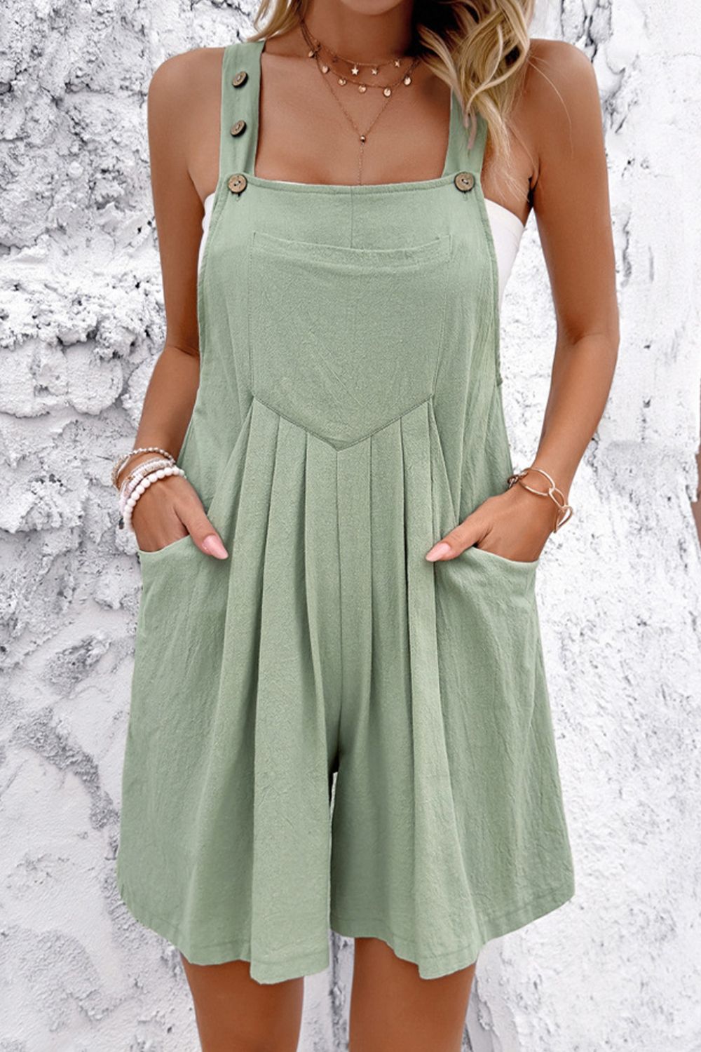 Explore More Collection - Square Neck Wide Strap Overalls