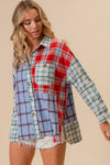 Explore More Collection - BiBi Color Block Plaid Button Down Shirt