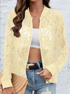 Explore More Collection - Sheer Lace Zip Up Long Sleeve Jacket