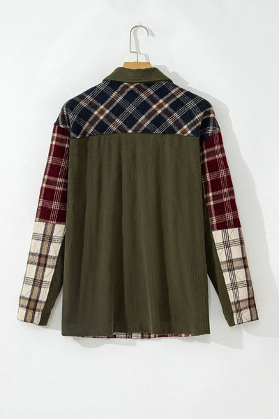 Explore More Collection - Plaid Button Up Long Sleeve Jacket