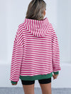 Explore More Collection - Drawstring Striped Long Sleeve Hoodie