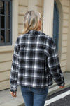 Explore More Collection - Pocketed Plaid Collared Neck Dropped Shoulder Jacket