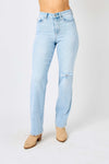 Explore More Collection - Judy Blue Full Size High Waist Distressed Straight Jeans