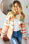 Explore More Collection - Haptics Full Size Button Down Striped Sweater Cardigan