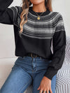 Explore More Collection - Contrast Round Neck Long Sleeve Sweater