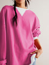 Explore More Collection - Contrast Trim Round Neck Long Sleeve Sweatshirt