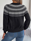 Explore More Collection - Contrast Round Neck Long Sleeve Sweater