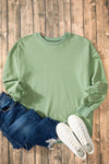 Explore More Collection - High-Low Round Neck Long Sleeve Sweatshirt