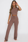 Explore More Collection - Round Neck Short Sleeve Top and Pants Set