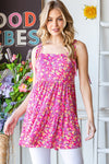 Explore More Collection - Heimish Full size Floral Tie Shoulder Tiered Cami