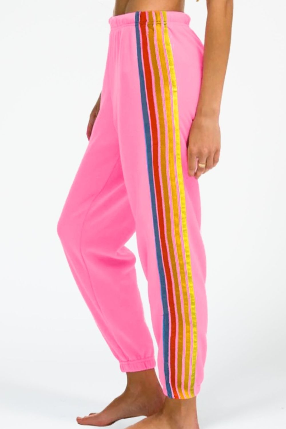 Explore More Collection - Contrast Striped Elastic Waist Active Pants