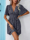 Explore More Collection - Printed V-Neck Half Sleeve Mini Dress