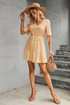 Explore More Collection - Ditsy Floral V-Neck Half Sleeve Mini Dress