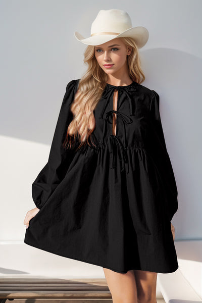 Explore More Collection - Double Take Tied Long Sleeve Mini Dress