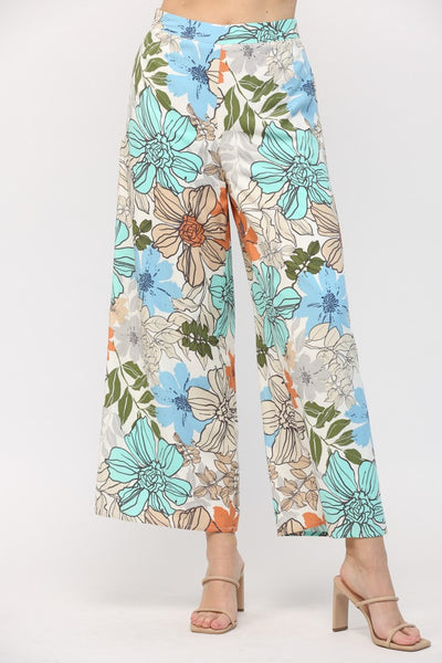 Carissa - A Pair of Floral Print Wide Leg Pants