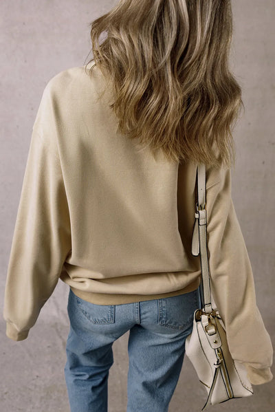 Explore More Collection - THANKFUL Bow Round Neck Long Sleeve Sweatshirt