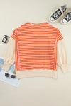 Explore More Collection - Slit Striped Long Sleeve Sweatshirt