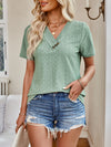 Explore More Collection - Eyelet V-Neck Short Sleeve Top