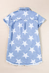 Explore More Collection - Raw Hem Star Short Sleeve Denim Dress