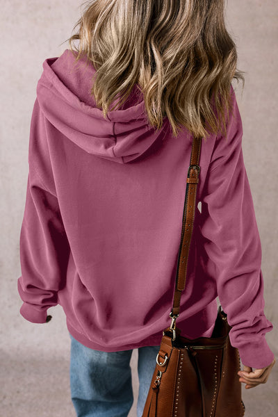 Explore More Collection - Drawstring Pocketed Long Sleeve Hoodie