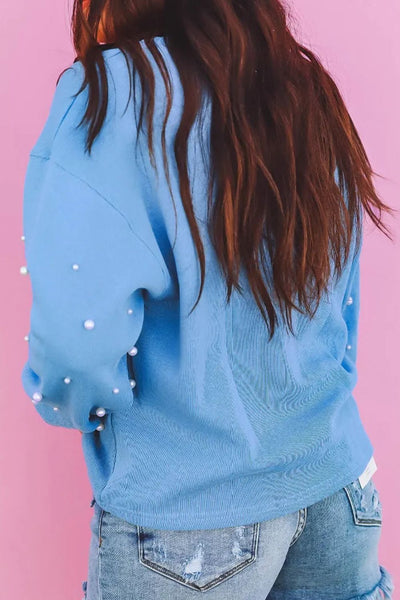 Explore More Collection - Pearl Detail Long Sleeve Sweatshirt