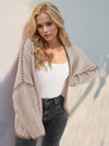 Explore More Collection - Double Take Contrast Open Front Dropped Shoulder Cardigan