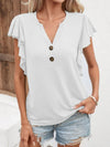 Explore More Collection - Full Size Ruffled Notched Cap Sleeve T-Shirt