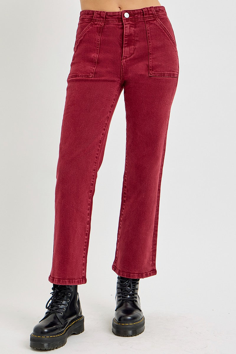 Explore More Collection - RISEN Full Size High Rise Straight Jeans with Patch Pockets