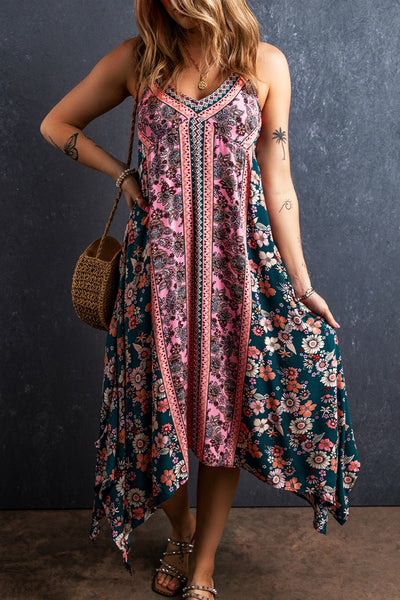 Explore More Collection - Printed V-Neck Midi Cami Dress