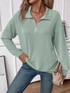 Explore More Collection - Double Take Striped Half Zip Long Sleeve T-Shirt