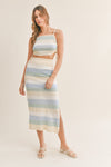 Explore More Collection - MABLE Striped Knit Cami and Midi Skirt Set