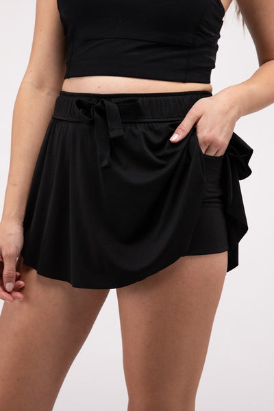 Explore More Collection - Ruffle Hem Tennis Skirt with Hidden Inner Pockets