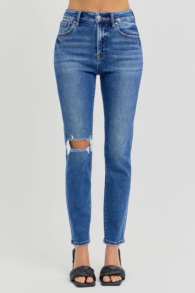 Explore More Collection - RISEN Full Size High Rise Ankle Skinny Knee Distressed Jeans