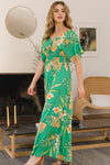 Explore More Collection - ODDI Full Size Floral Smocked Tied Back Maxi Dress